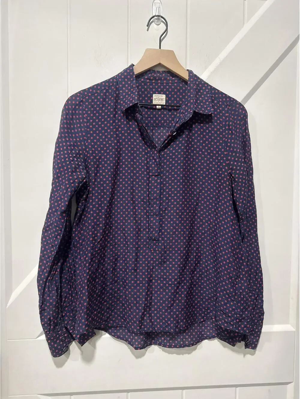 J.Crew The Perfect Shirt Polka Dot Button-Up Cotton & Silk Blend Shirt